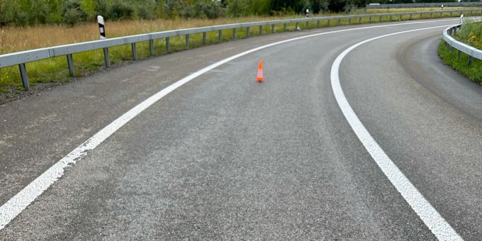 Unfallstelle Einfahrtsbereich der A1 bei Thal SG. Unfallstelle