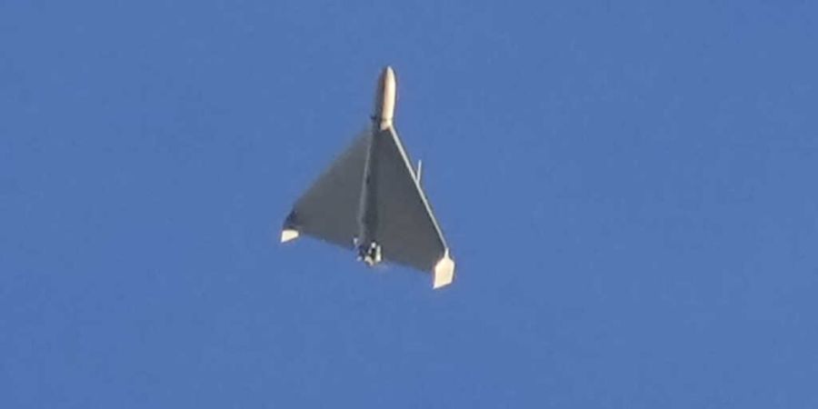 ARCHIV - Kampfdrohne vermutlich vom Typ Shahed 136 (Schahed 136) iranischer Bauart. Diese Drohnen nutzt Russland oft für den Beschuss von Zielen in der Ukraine. Foto: Efrem Lukatsky/AP/dpa