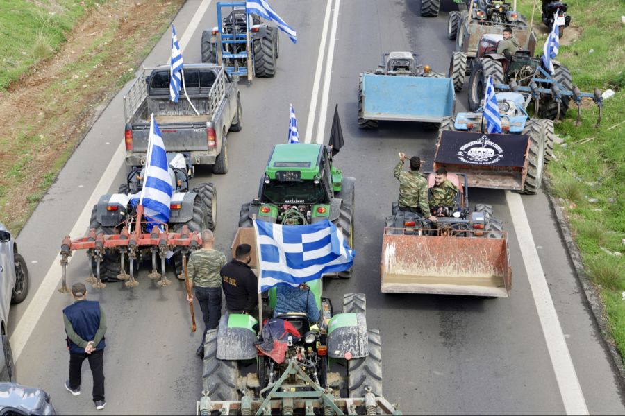 Blockade Bauernproteste Traktoren Kreta