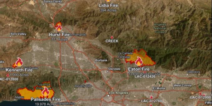 In Los Angeles sind bereits rund 117 Quadratkilometer Land verbrannt. los angeles