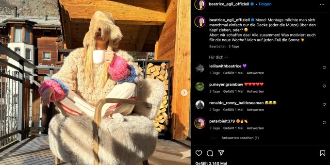 Beatrice Egli belustigt ihre Fans mit diesem Foto. beatrice egli
