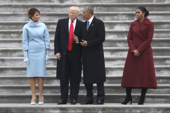 Melania und Donald Trump sowie Barack und Michelle Obama bei Trumps Amtseinführung im Januar 2017. Michelle Obama