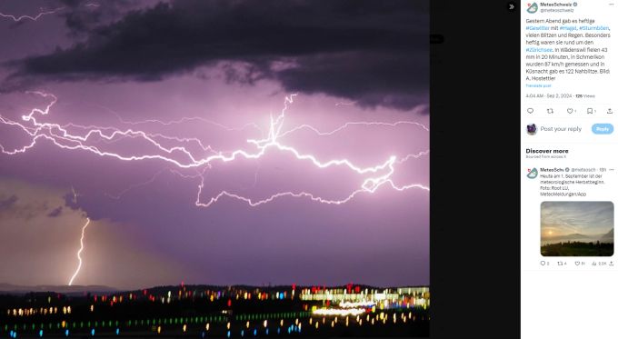 Meteoschweiz machte eine Bilanz zum Gewitter vom Sonntagabend. Gewitter