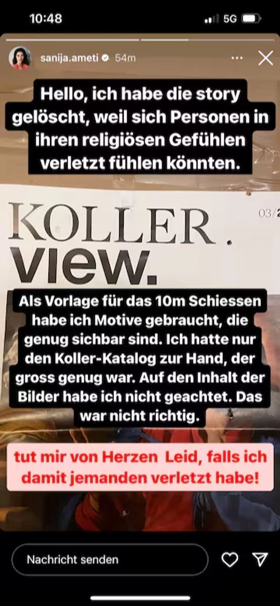 Inzwischen hat sie den Post gelöscht und sich entschuldigt.