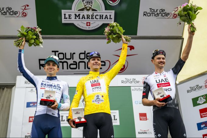 Joao Almeida (Mitte) gewinnt in diesem Jahr die Tour de Romandie – und will auch den Sieg an der Tour de Suisse. Joao Almeida