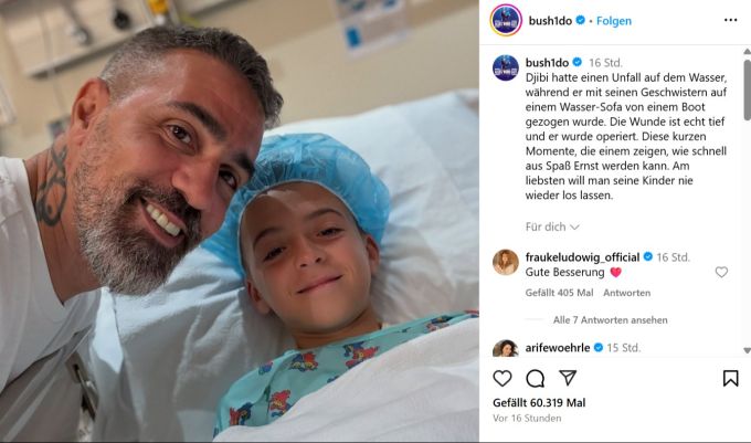 Bushido postete ein Foto von Djibi nach dem Unfall aus dem Spital. Bushido sohn unfall