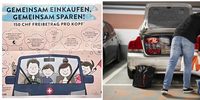 Wer zu viert über die Grenze fährt, darf für 600 Franken einkaufen (150 Franken pro Kopf). So wirbt der Lebensmittelhändler Hieber schon seit Anfang Jahr. einkaufstouristen