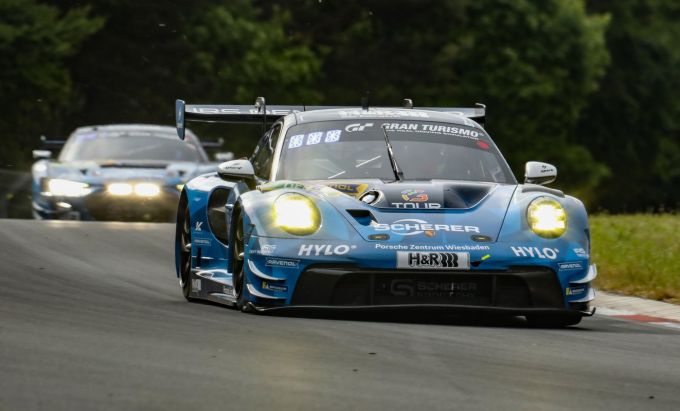 Der Porsche 911 GT3 aus dem Team Scherer Sport PHX, für das Ricardo Feller auf der Norschleife gemeldet ist. Porsche Ricardo Feller Nordschleife