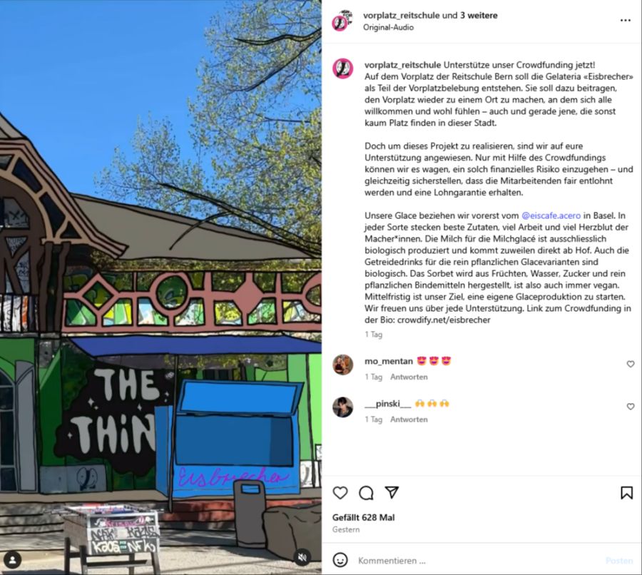Auf Instagram stellt die Reitschule nun ihre «Eisbrecher»-Idee vor und lädt zur Spende ein.