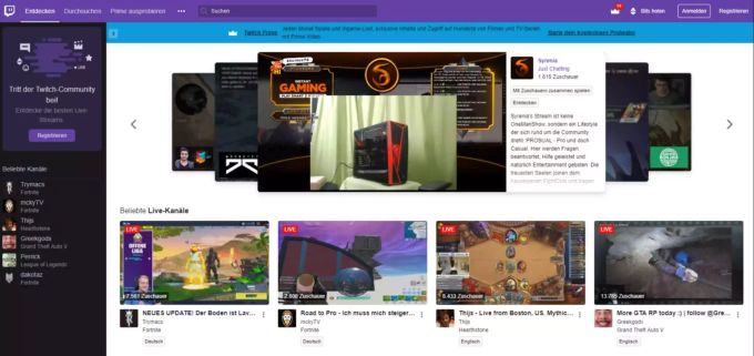 Die Streaming-Plattform Twitch. Twitch Streaming WEbsite