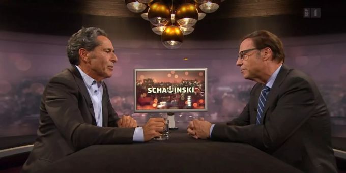 SVP-Politiker Christoph Mörgeli war zu Besuch bei Schawinski. Christoph Mörgeli