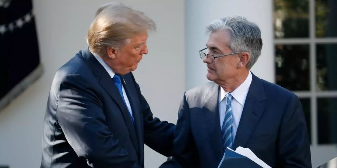 US-Präsidenten Donald Trump und Federal Reserve System-Chef Jerome Powell. Jerome Powell