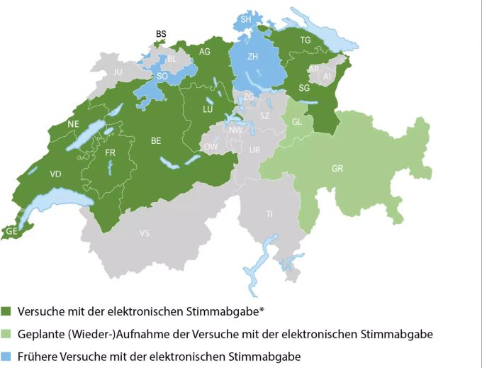 Versuche mit der elektronischen Stimmabgabe (E-Voting) an eidgenössischen Urnengängen. E-voting