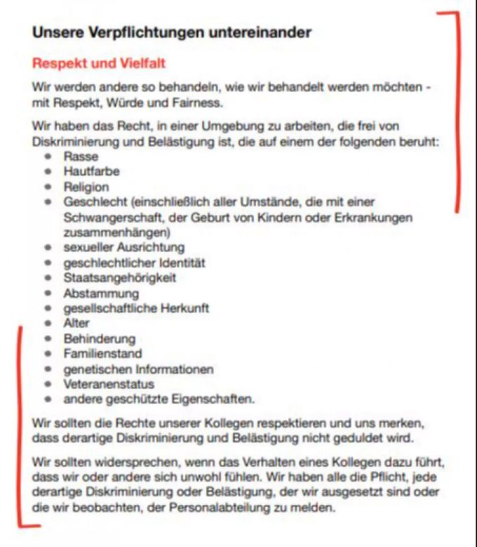 Der Verhaltenskodex von Mattel: «Wir haben alle die Pflicht, jede derartige Diskriminierung oder Belästigung, der wir ausgesetzt sind oder die wir beobachten, der Personalabteilung zu melden.» Mattel