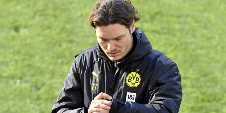 Bleibt weiter im Trainerstab von Borussia Dortmund: Edin Terzic. Foto: Martin Meissner/AP/POOL/dpa