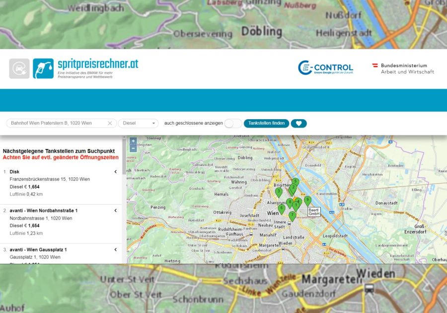 Österreich Tankpreise Plattform