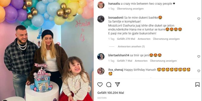 Mozzik und Loredana feiern den Geburtstag ihrer Tochter. loredana