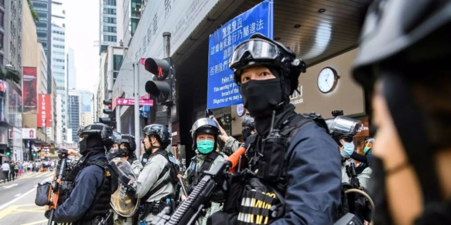 Polizisten in Hongkong am Mittwoch