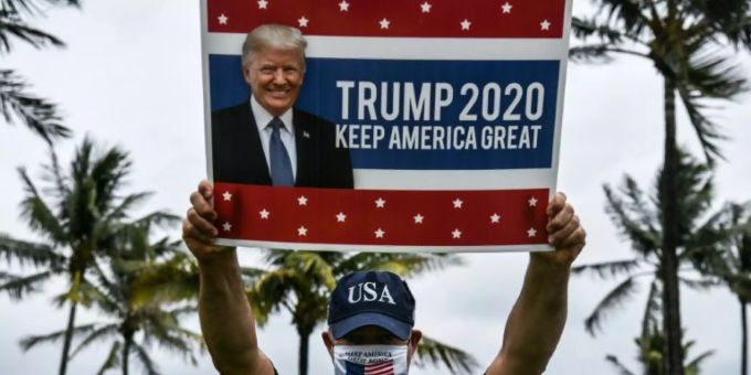 Ein Trump-Unterstützer in Miami, Florida. Donald Trump miami