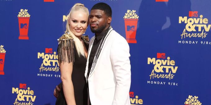 Lindsey Vonn mit ihrem Verlobten, Eishockey-Profi P.K. Subban, an den MTV Movie Awards 2019. Lindsey Vonn