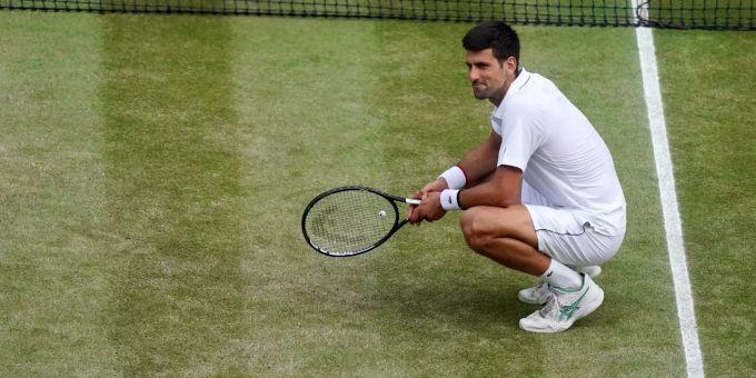 Novak Djokovic während des Grand-Slam-Turniers in Wimbledon 2019. Novak Djokovic