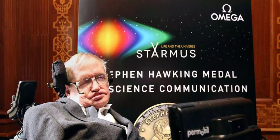 Physiker Stephen Hawking bei einer Pressekonferenz für das Starmus-Festival 2017.