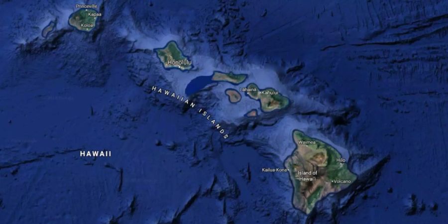 Big Island, ganz rechts, ist die grösste der verschiedenen Inseln Hawaiis.