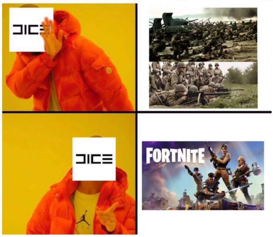 Dieses Meme macht sich darüber lustig, dass das neue «Battlefield» aussieht wie das Trendspiel «Fortnite».