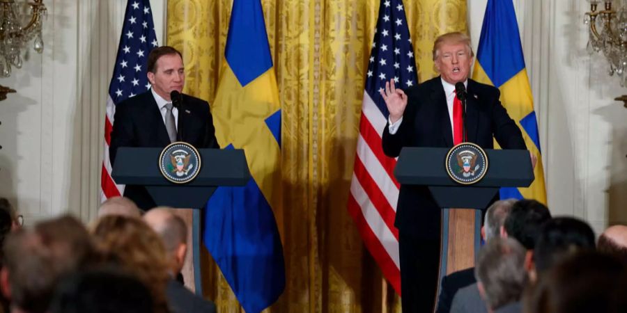 Schwedens Ministerpräsident Stefan Löfven (l.) von den Sozialdemokraten und Donald Trump bei einem Treffen.