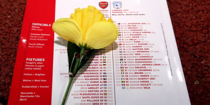Arsenal listet den vermissten Emiliano Sala im Matchblatt gegen Cardiff auf. Matchblatt Arsenal gegen Cardiff City.