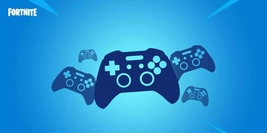 Fortnite: Dunkelblaue Controller auf blauem Hintergrund.