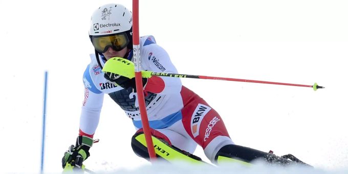 Wendy Holdener beim Slalom in Courchevel (F).