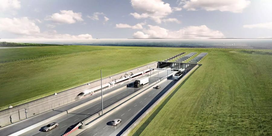 Eine Visualisierung des geplanten Fehmarnbelt-Tunnels zwischen Deutsch