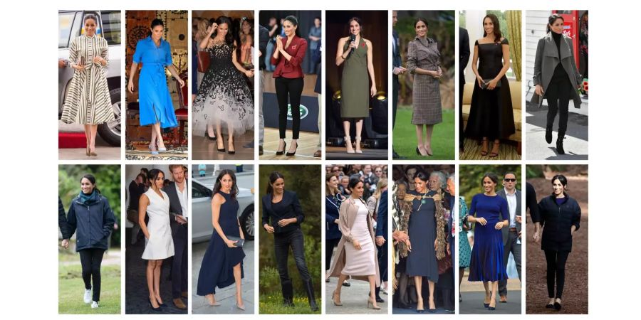 16 Outfits, die Herzogin Meghan von Sussex während der ersten offiziellen Auslandsreise durch Australien, Neuseeland, Tonga und Fidschi.