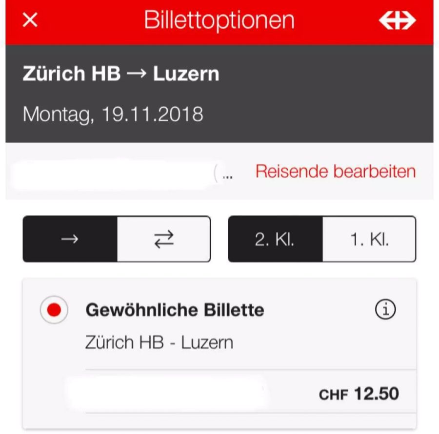 Normalerweise bezahlt ein Passagier von Zürich HB nach Luzern mit Halbtax 12.50 Franken.