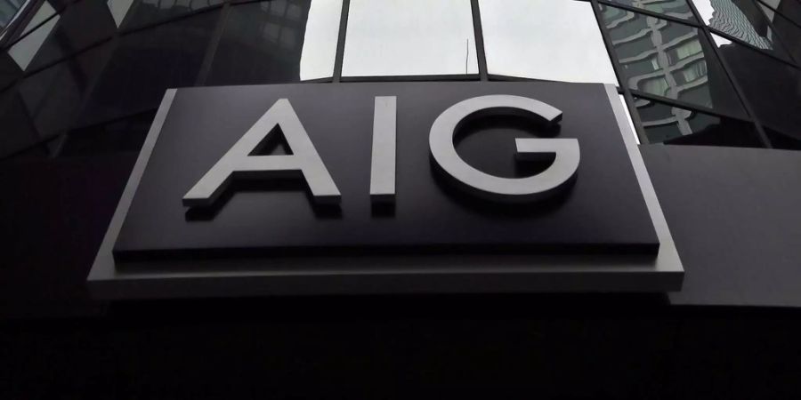 Das Logo des Versicherers AIG an ihrem Hauptsitz in New York.