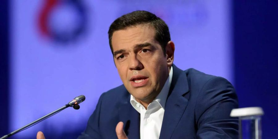 Ministerpräsident Alexis Tsipras beantwortet eine Frage während der Pressekonferenz in Thessaloniki.