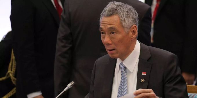 Regierungschef von Singapur Lee Hsien Loong. Singapur Coronavirus