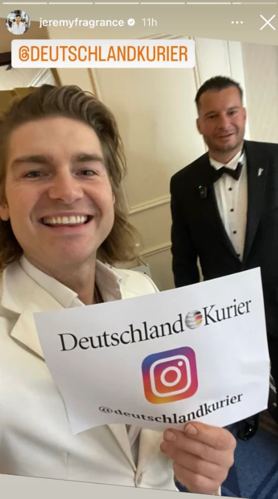 Social-Media-Star Jeremy Fragrance (l.) postete Schnappschüsse mit prominenten Personen aus der rechten Szene. So wie etwa hier mit David Bendels (Chefredakteur einer AfD-nahen Online-Publikation).