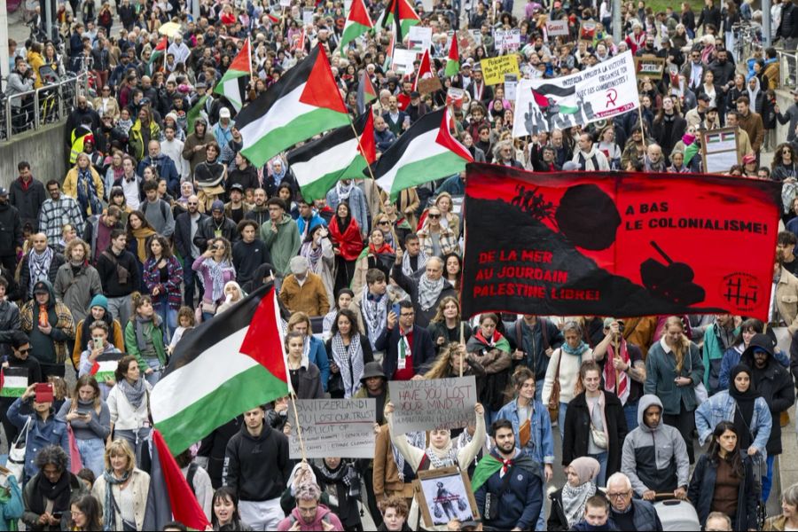 Unter anderem an Pro-Palästina-Demos kommt es immer wieder zu zumindest zweifelhaften Äusserungen.