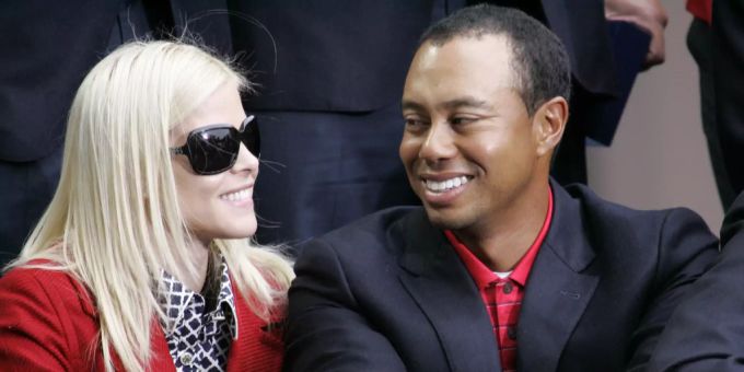 Zwischen Elin Nordegren (l.) und Tiger Woods (r.) soll es elf Jahre nach dem Ehe-Aus wieder gefunkt haben. Elin Nordegren Tiger Woods