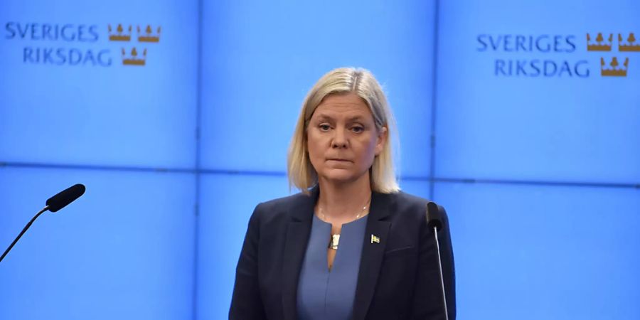 dpatopbilder - Magdalena Andersson, Vorsitzende der schwedischen Sozialdemokratischen Partei und neu ernannte Ministerpräsidentin, nimmt an einer Pressekonferenz nach der Haushaltsabstimmung im schwedischen Parlament teil. Foto: Pontus Lundahl/Tt/TT NEWS AGENCY/AP/dpa