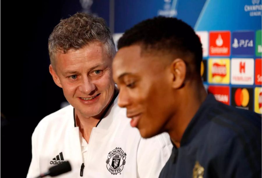 Ole-Gunnar Solskjaer (links) mit Anthony Martial.