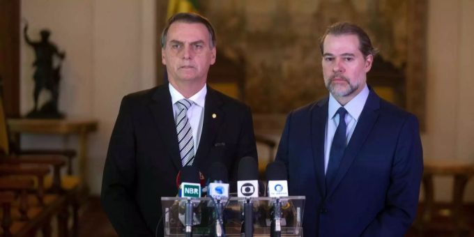 Brasiliens designierter Präsident Jair Bolsonaro (l.) mit dem Präsidenten vom Obersten Gerichts von Brasilien, José Antonio Dias Toffoli.