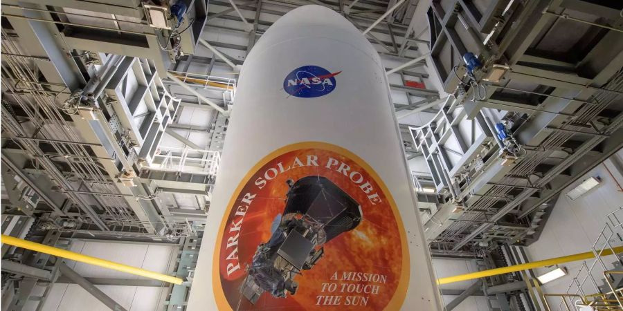 Die Sonde «Parker Solar Probe» der Nasa wähend dem Countdown zum ersten Startversuch.