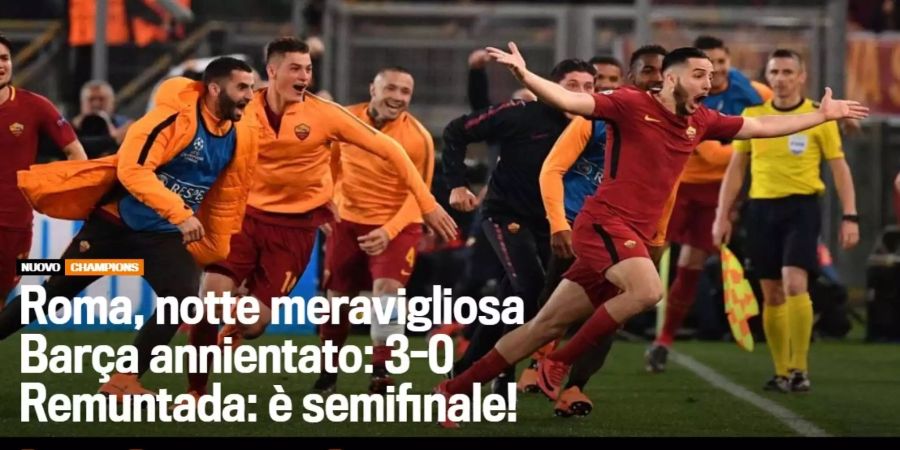 Auch die «Gazzetta dello Sport» greift die  «Remuntada» auf: «Nacht der Wunder, Barça vernichtet: 3:0. Remuntada: das ist das Halbfinale!»