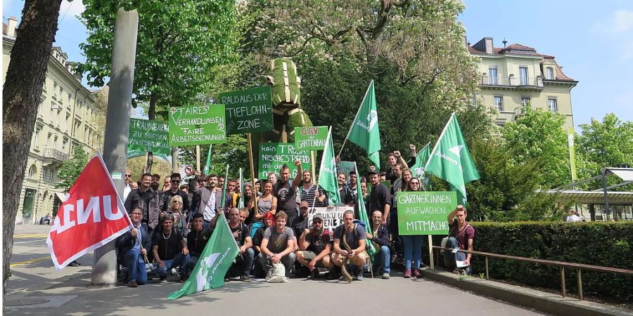 Die demonstrierenden Gärtner in Bern.