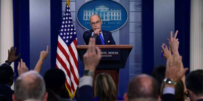 Larry Kudlow, Wirtschaftsberater im Weissen Haus, hält ein Pressebriefing. Larry Kudlow, Wirtschaftsberater im Weissen Haus, hält ein Pressebriefing.