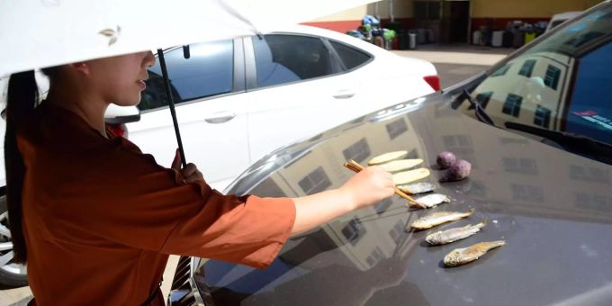Hier wird die Motorhaube zum Grill. China