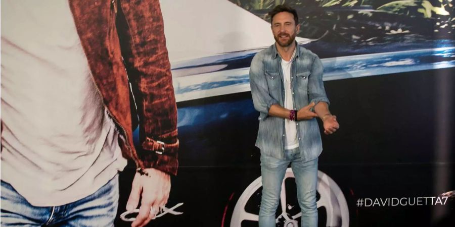 Der französische DJ David Guetta posiert an einer Präsentation seines Albums «7» im Plaza de Espana in Madrid.